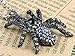 Alilang Synthetic Jet Black Czech Crystal Rhinestones Tarantula Spider Insect Bug Pendant Necklace