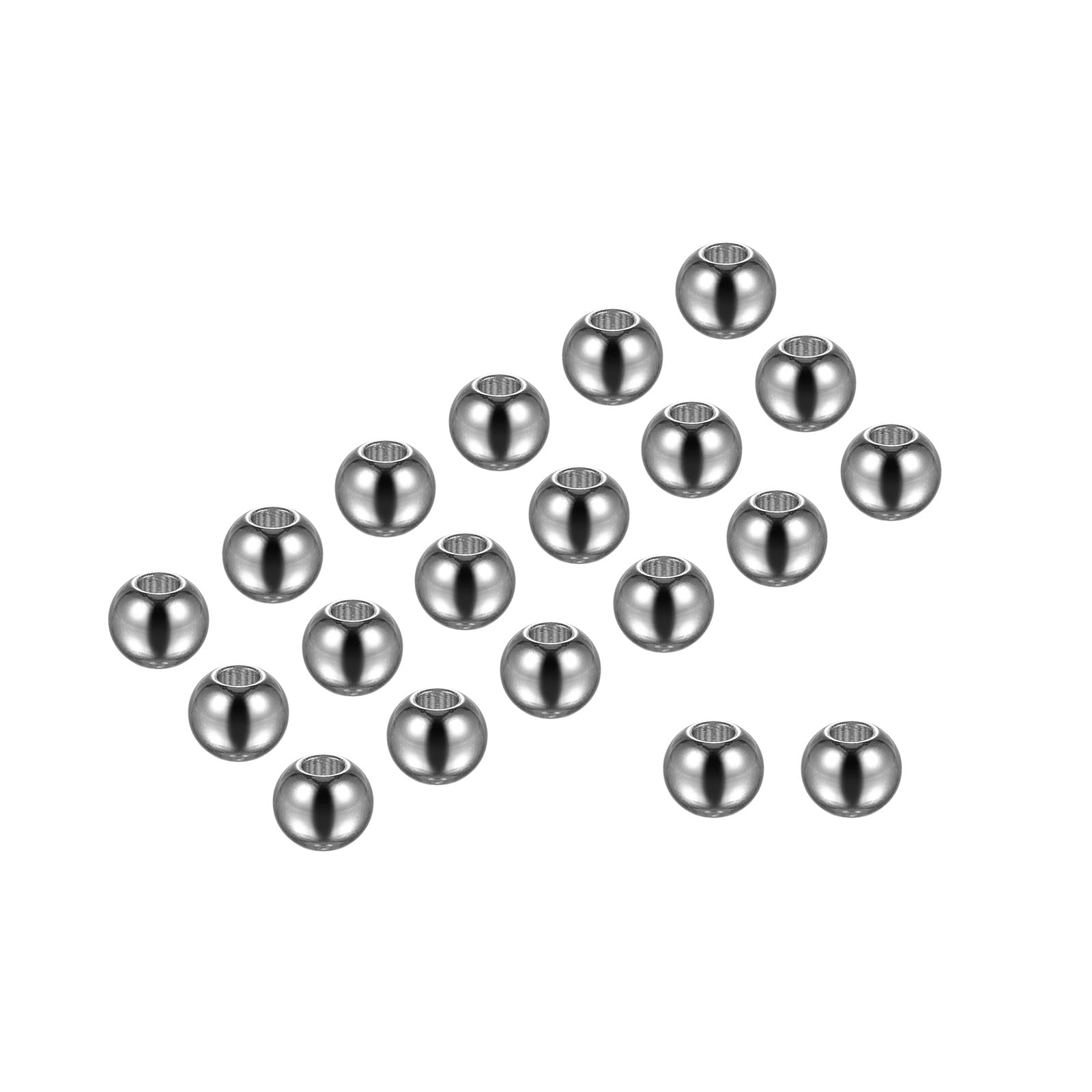 Kozelo 40pcs Stainless Steel Round Beads - [6mm] Smooth Round Rondelle Spacers Beads for DIY Crafts, Silver Tone