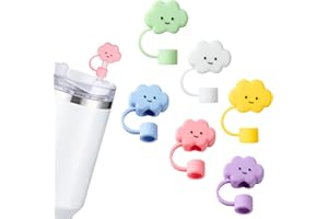 Amrules 6Pcs Straw Covers Cap Toppers, 0.4in /10mm Straws Cap for 20&30&40oz Tumbler Drinking Cup with Handle, Reusable Cute Silicone Tips Lids Protectors for Water Bottle Accessories, Cloud Shape
