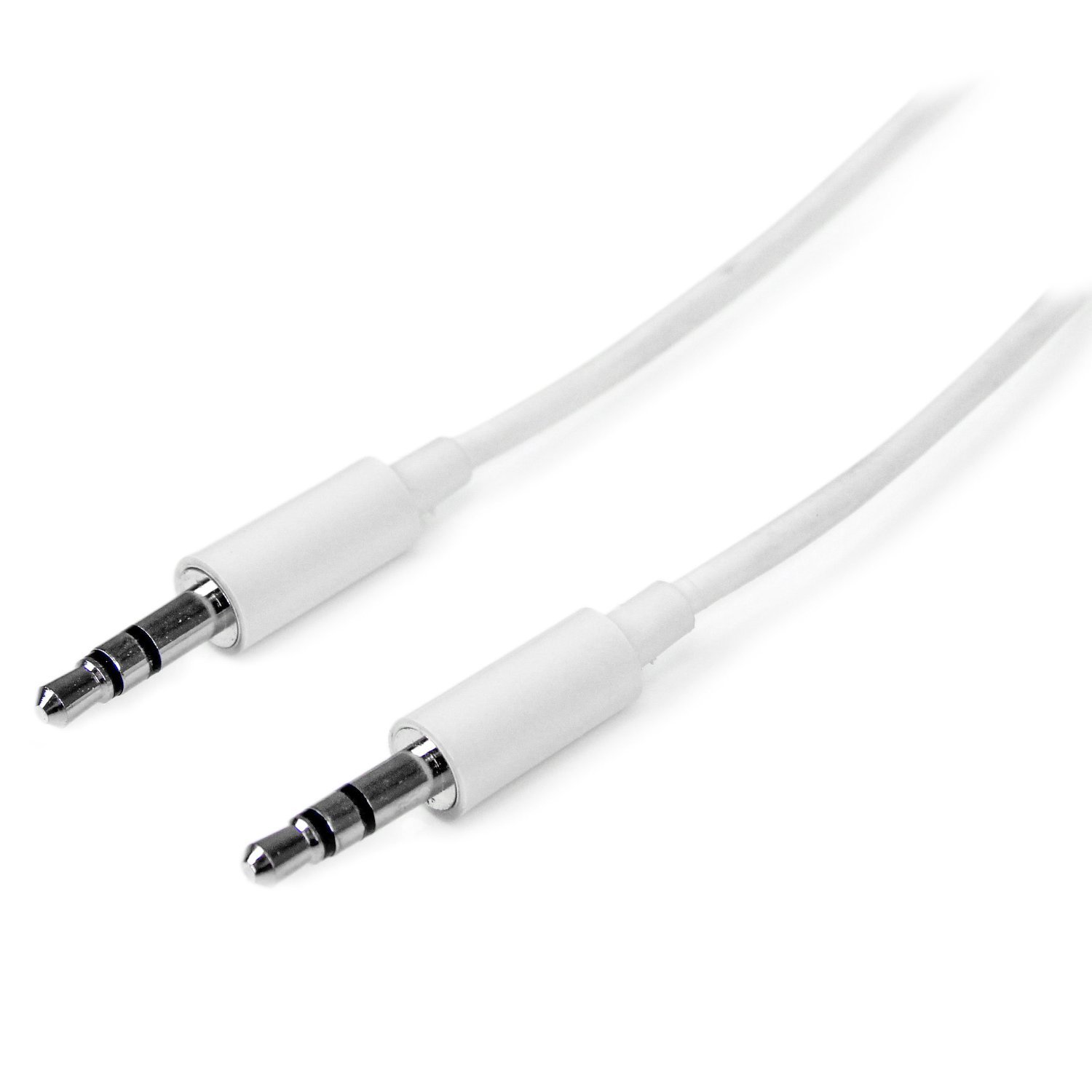 StarTech.com 2m White Slim 3.5mm Stereo Audio Cable - 3.5mm Audio Aux Stereo - Male to Male Headphone Cable - 2x 3.5mm Mini Jack (M) White (MU2MMMSWH)
