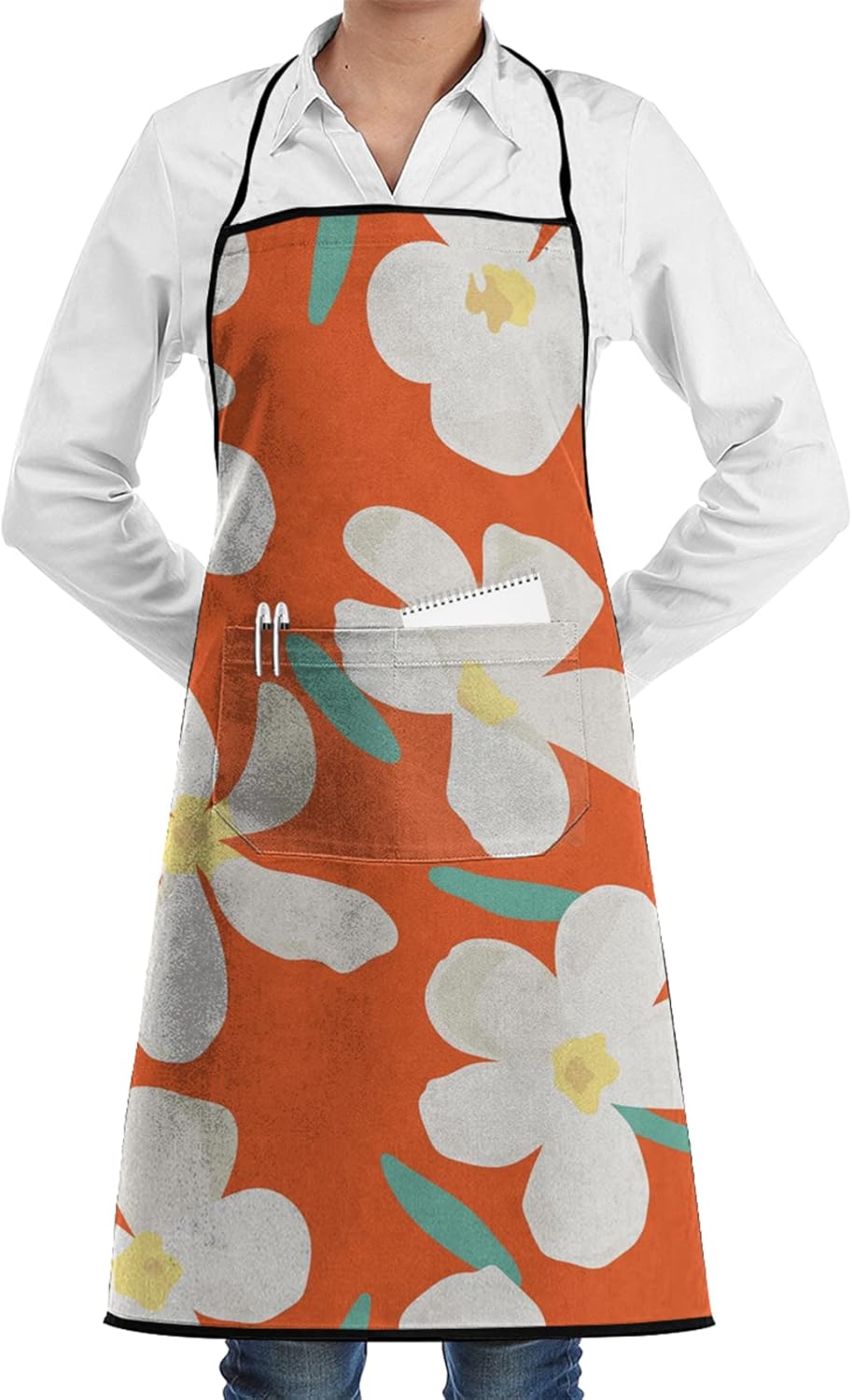 Apron Tropical Aesthetic Hand Draw Plumeria Flowers Funny Cooking