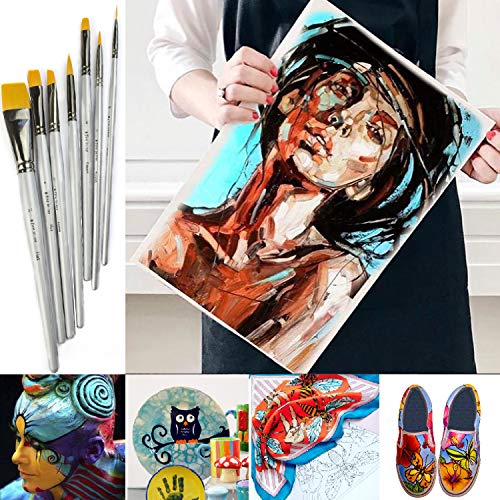 Art Paint Brushes for Acrylic Painting Watercolor Oil Gouache - Body and Face Paint Brushes for Adults Kids. Best Artist Paint Brush Set of 7 pcs, Acrylic Paint Brushes for Painting, Artist Brushes