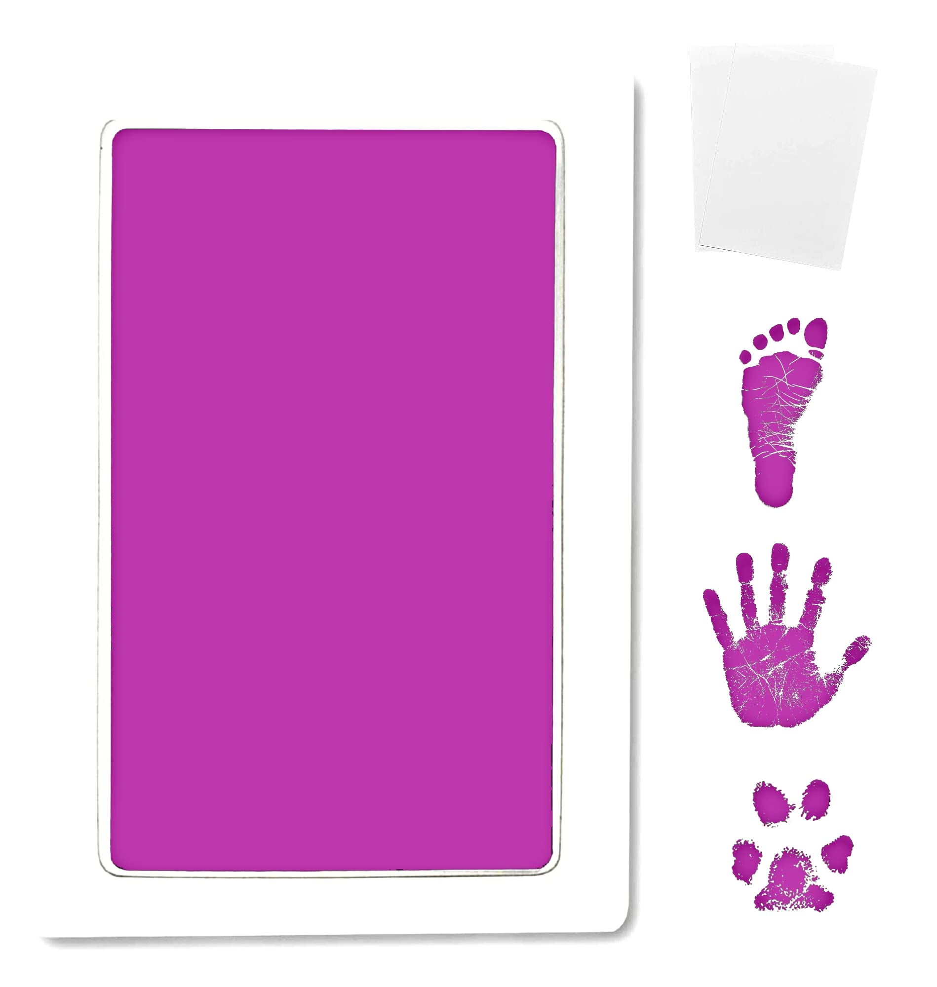 Inkless Large Clean Touch Ink Pad Kit for Baby Footprint, Handprint & Pet Paw Print - No Ink Mess, Clear Print, Smudge Resistant, Long Lasting, Baby Safe, Includes 2 Cardstock(Clean-Touch - Black)