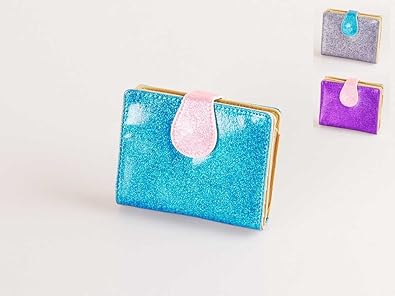 Amazon ピンクミニスター 2つ折りキラキラ財布 長財布 2つ折り 三つ折り 二つ折り 可愛い かわいい 人気 女の子 子供用 キッズ ガールズ 小学生 中学生 グリッター ラメ 小銭入れ 定期入れ お財布 ウォレット ブルー 財布