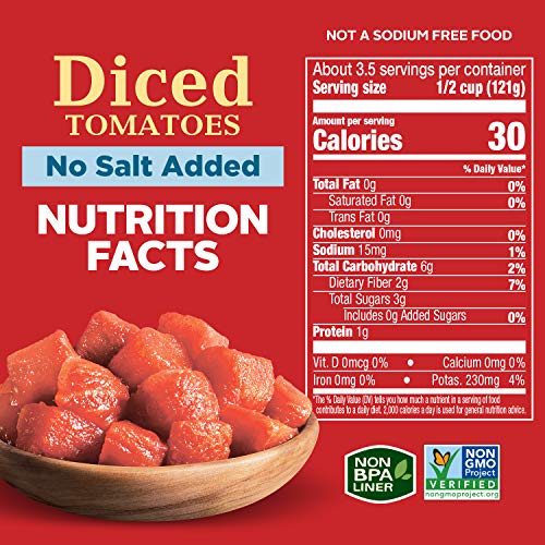 Hunt's Diced Tomatoes No Salt Added, Keto Friendly, 14.5 Ounce (Pack of
