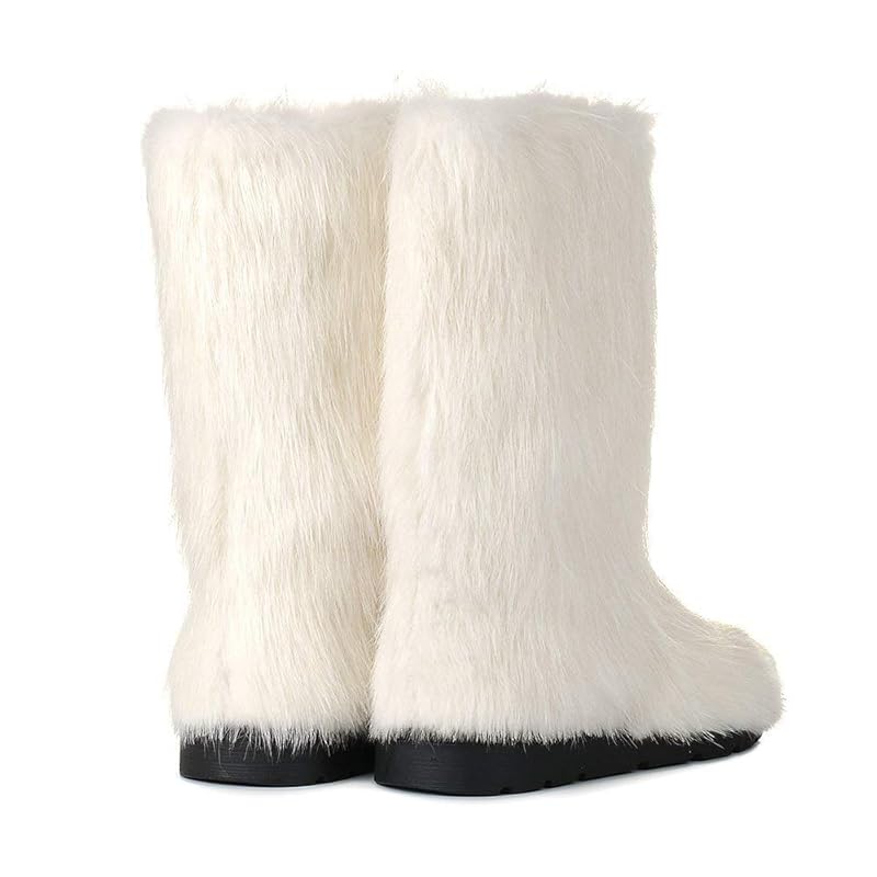 all white fur boots