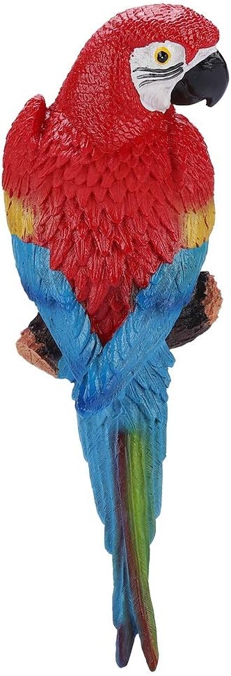 Best Realistic Tropical Parrot Sculpture Metal Ring Hanging Bird Garden Statue New