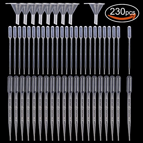 200pcs 3ml/0.5ml Plastic Transfer Pipette Dropper with 30pcs Mini Funnel for Essential Oil by DEPEPE
