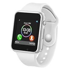 Smart Watch with Bluetooth Camera Music Player for IOS iPhone, Android Samsung HTC Sony LG Huawei Smartphones (white)