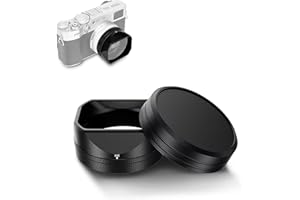 JJC Lens Hood for Fujifilm X100VI X100V Camera Accessories, Square Metal Lens Hood with 49mm Filter Adapter Ring and Cap Repl