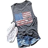 HRIUYI 4th of July Tank Tops for Women Sleeveless American Flag T-Shirts Tees Vest Blouse