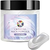 NTWJNJY Crystal White Mica Powder for Epoxy Resin，Natural Shimmer Mica Powder Used for Coloring Resin Artwork, car Spray Paint, Candles, soap, Lip Gloss, Nail Polish(50g/1.7oz)