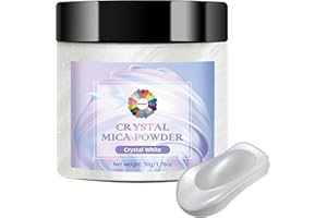NTWJNJY Crystal White Mica Powder for Epoxy Resin，Natural Shimmer Mica Powder Used for Coloring Resin Artwork, car Spray Paint, Candles, soap, Lip Gloss, Nail Polish(50g/1.7oz)