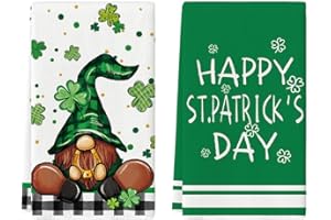 Artoid Mode Gnome Shamrock Happy St. Patrick's Day Kitchen Towels Dish Towels, 18x26 Inch Seasonal Decoration Hand Towels Set of 2