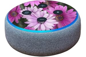 MIGHTY SKINS MightySkins Glossy Glitter Skin for Amazon Echo Dot (3rd Gen) - Purple Flowers | Protective, Durable High-Gloss Glitter Finish | Easy to Apply, Remove, and Change Styles | Made in The USA