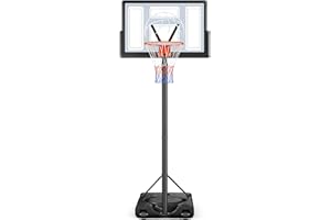 Yohood Basketball Hoop Outdoor 10ft Adjustable, Portable Basketball Hoop Goal System for Kids Youth and Adults in Backyard/Driveway/Indoor, 44 Inch Shatterproof Backboard and Larger Base