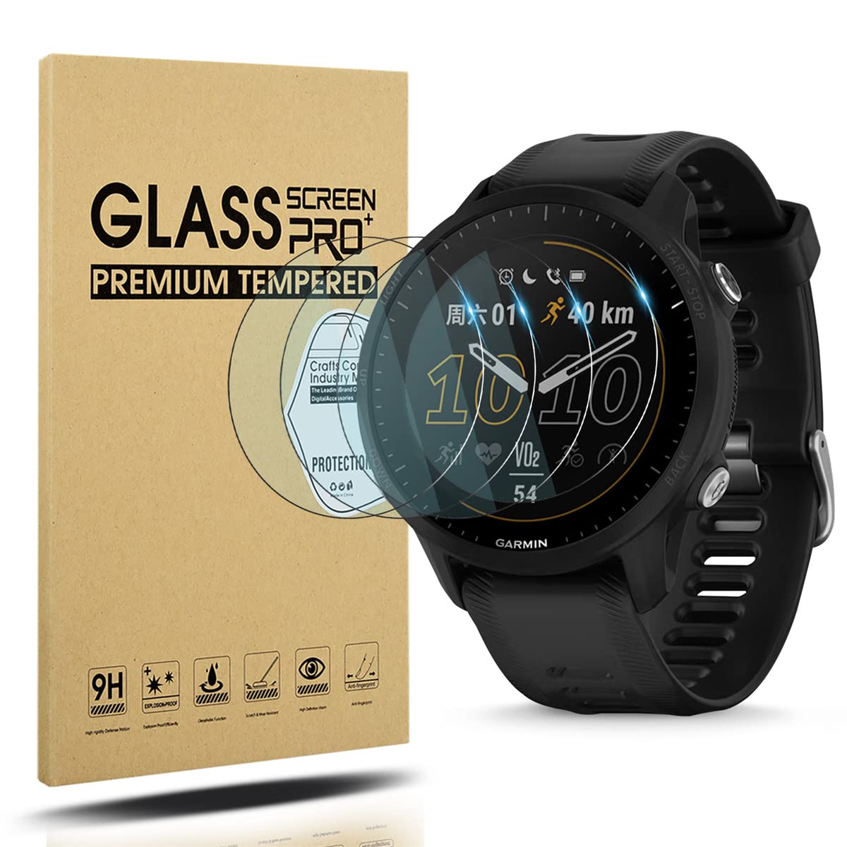 Diruite 4-Pack Protective Film for Garmin Forerunner 955/955 Solar Tempered Glass Screen Protector,HD No-Bubble Screen Protector