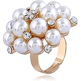 CSIYANJRY99 Pearl Promise Ring - Faux Baroque Statement Open Adjustable Trendy Stacking Irregular Finger Ring
