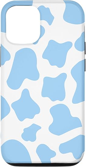 picture Blue Cow Print Case iphone 12 12 pro blue cow print pattern cool cow animal lover case