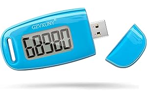 GZVXUNY 3D Pedometer Clip On, Simple Walking Step Counter with Backlight, USB Rechargeable Accurate Step Counter, Daily Target Monitor, Exercise Time (Blue)