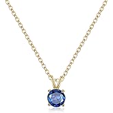 Desnuage 14K Gold Necklaces Dainty Round Birthstone Pendant Necklaces for Women