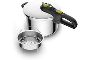 T-FAL Pressure Cooker, Stainless Steel Cookware, Dishwasher Safe, 15-PSI Settings, 6.3-Quart, Silver, Model P25107