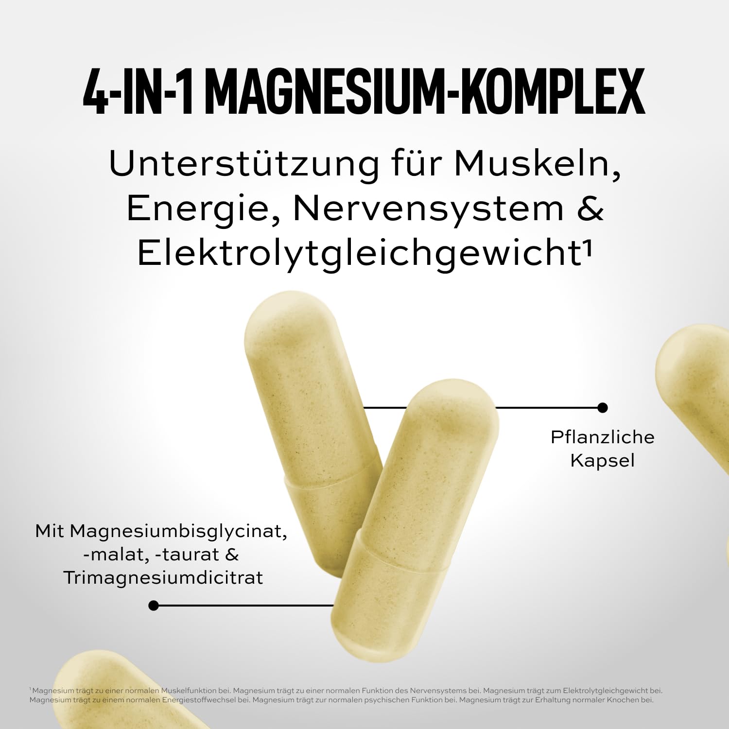 ESN Magnesium Complex - hochdosiertes Nahrungsergänzungsmittel mit 4-in-1 Komplex Formel - 323 mg Magnesium pro Tagesportion - vegan - 90 Kapseln, 30 Portionen 4