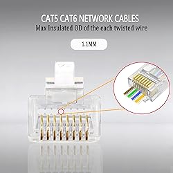 AOWIZ RJ45 Cat5 Cat6 Connector Pass Through RJ45