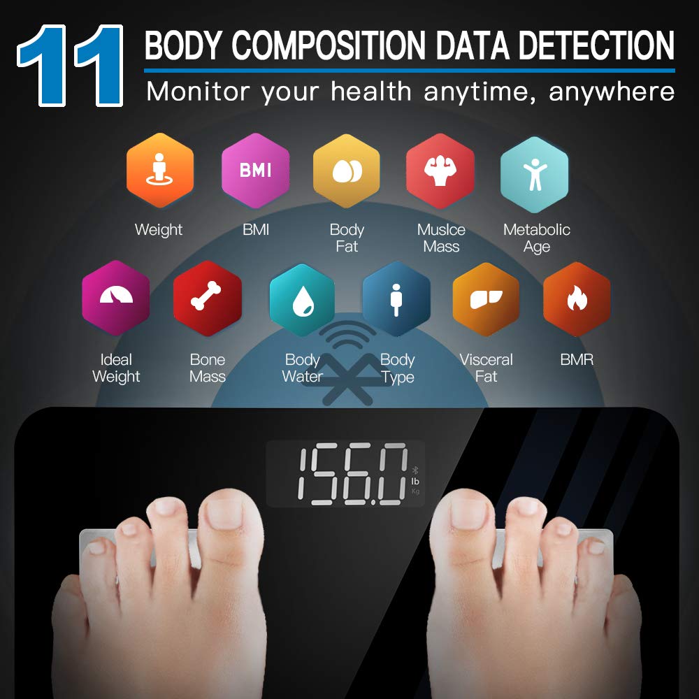 BONSO BMI Smart Scales Digital Weight and Body Fat, Bluetooth Body Composition Analyzer, Bathroom Body Weight Scales Most Accurate, Scales for Body Weight and Fat with Smartphone App (400lbs): Industrial & Scientific