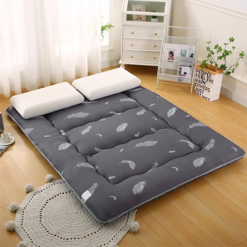 Beauenty Japanese Futon Floor Mattress, 150 * 200cm Thicken Foam Japanese Floor Mattress, Roll Up Dormitory Mattress Pad, SleepingFloor Lounger Bed Couches & Sofas (150×200cm)