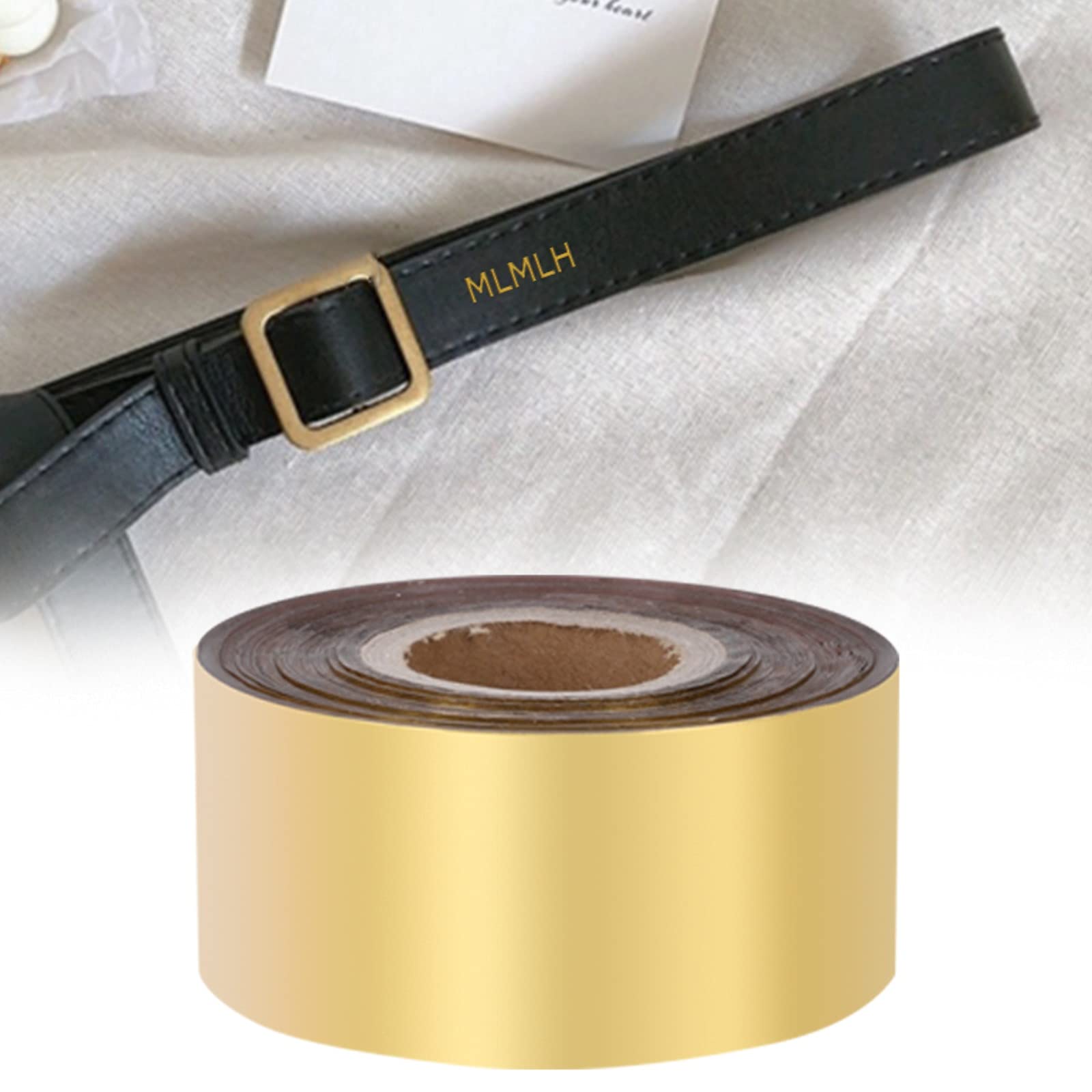 MLMLH Hot Foil Stamping Paper - 3cm x 120m Metallic Transfer Foil Paper Roll for DIY Leather, Textile, Craft, Packaging (Gold)