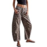CHARTOU Women's Wide Leg Cropped Baggy Y2k Mid Rise Jeans - Boyfriend Harem Denim Pants