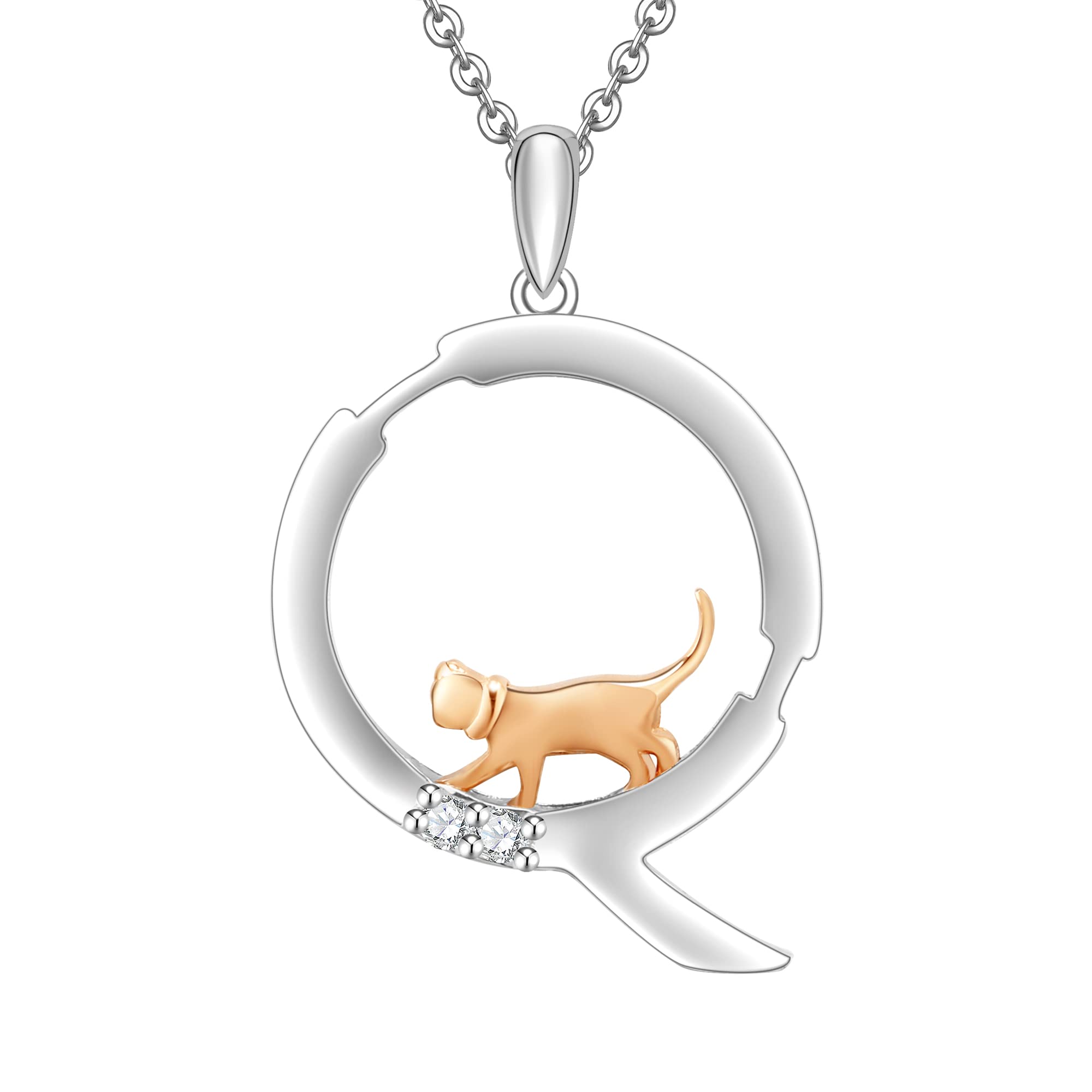 Initial Necklace for Women 925 Sterling Silver Cat kitten Letter Pendant Gift for Women