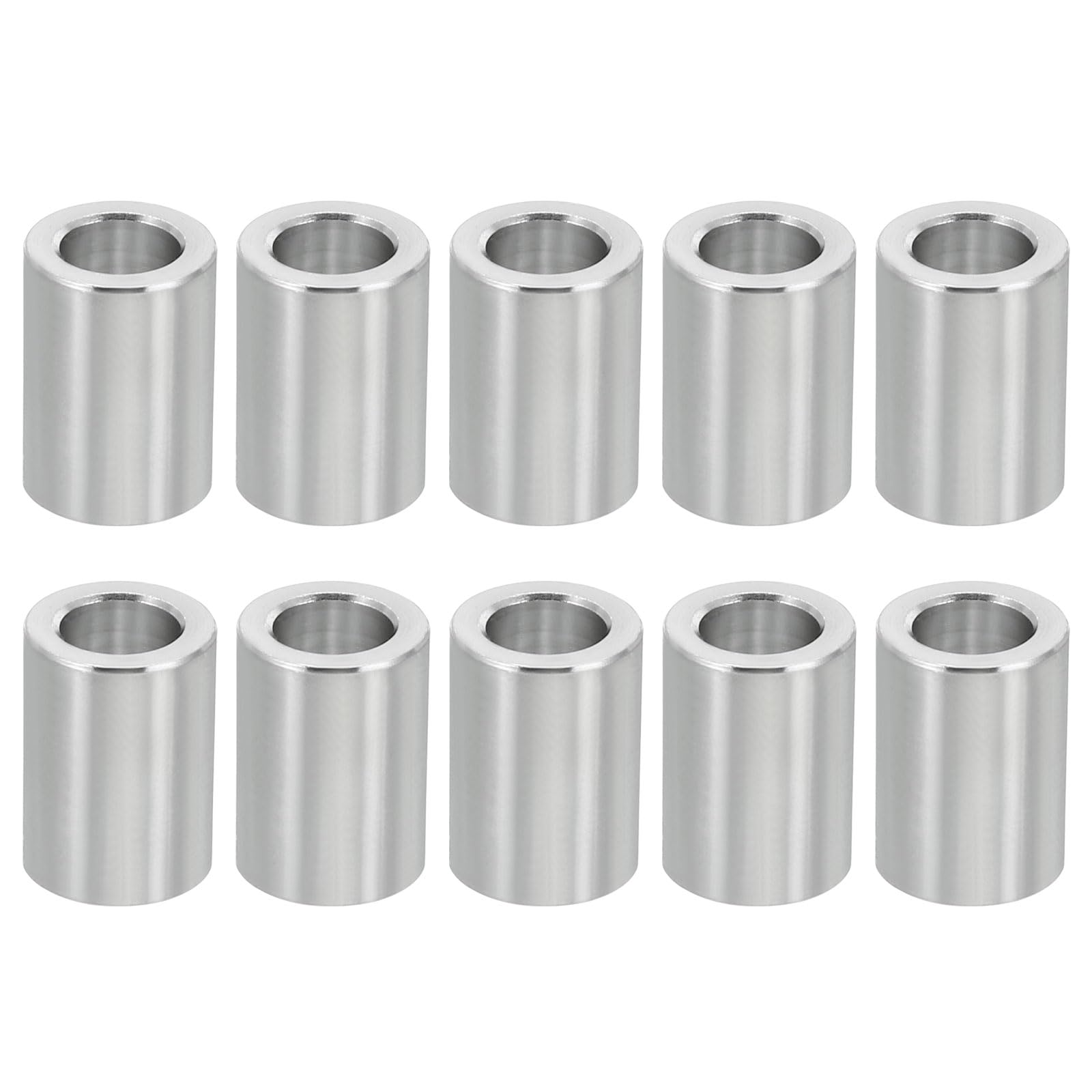 PATIKIL M6 Aluminum Spacers, 10 Pcs Metal Spacer Aluminum 6.2mm ID x 10mm OD x 14mm L Aluminum Spacer Screw Standoff Round for 1/4" or M6 Screw Bolts