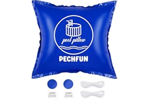 Pechfun Pool Pillows for Above Ground Pools - 4 x 4 ft Pool Air Pillow for Winterizing Closing, Swimming Pools Winter Protection for Cold-Resistant, Inflatable Cover Pillow with 2 Ropes
