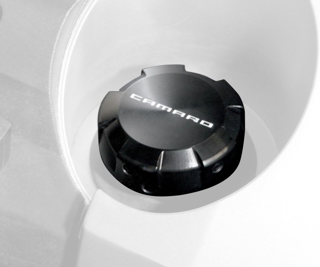 Drake Muscle Cars CA-120008-BLK Black Anodized Billet Oil Cap for Chevrolet Camaro V6 Engine by Drake Muscle Cars