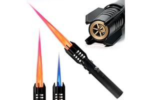 ALPCRAFT Camping Lighter, Torch Lighter, Straight Flame Bright Fire Refillable Windproof Adjustable Color with Safety Lock for Campfires Kitchen Hiking Candles Fireplace BBQ Outdoor Essentials (Black)