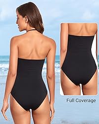 Holipick Women Black One Piece Swimsuits Tummy
