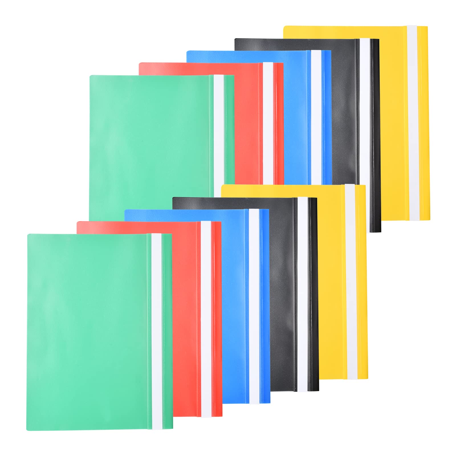 Tinsellns Pack of 10 A4 Project Folder Plastic Wallets Presentation Project Folders A4 Report,Document Organiser Holder Case Plastic, Document File Transparent Cover with 2 Hole Binding Blip 5 Colors