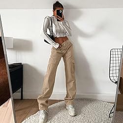 QYANGG High Waist Cargo Pants Women Stretch Baggy