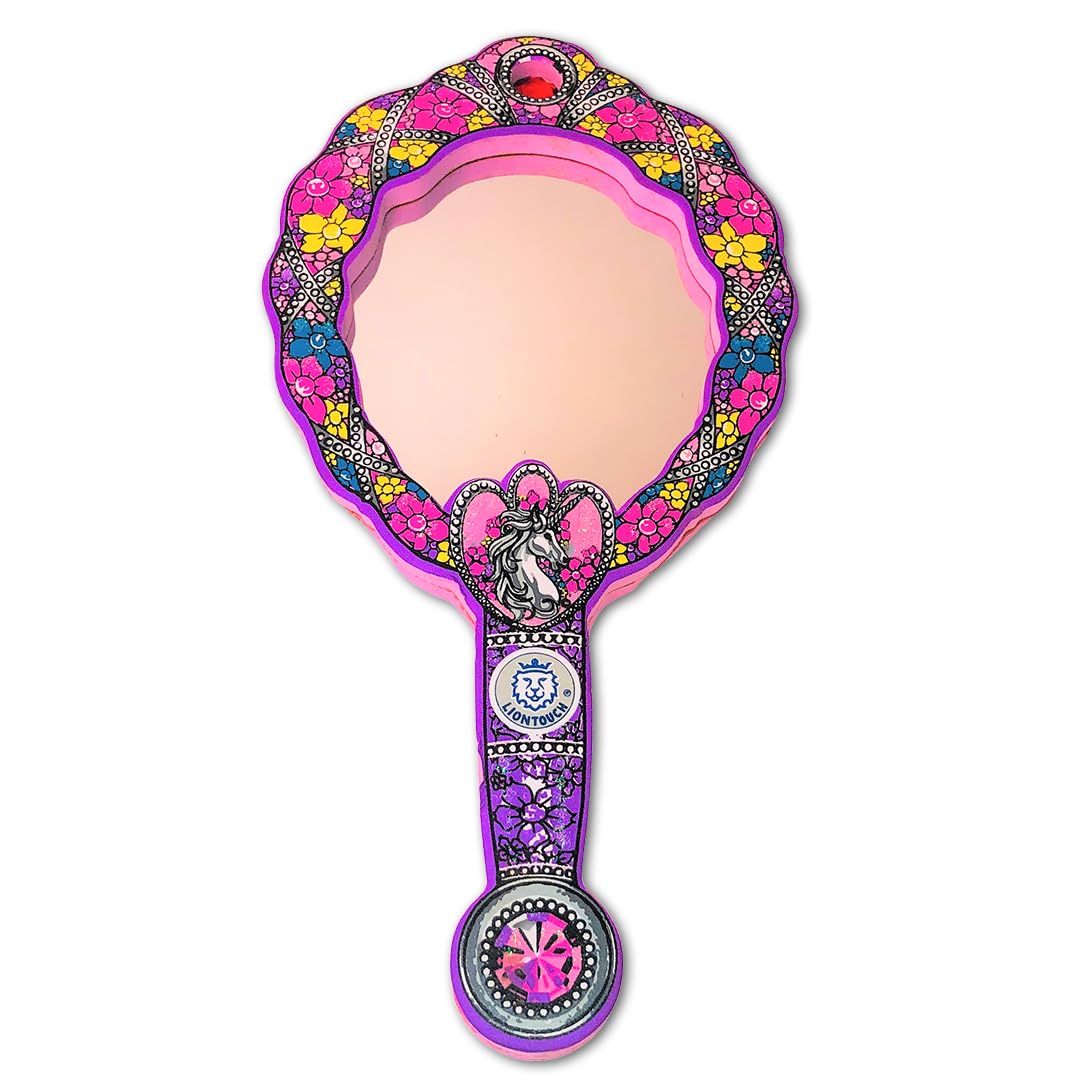 Liontouch - Unicorn Princess Mirror For Girls - 3-6 years | Pink Pretend Play Foam Toy For Kids & Toddlers With Flower Decoration | Safe & Without Glass | Dress Up Accessory For Royal Costumes