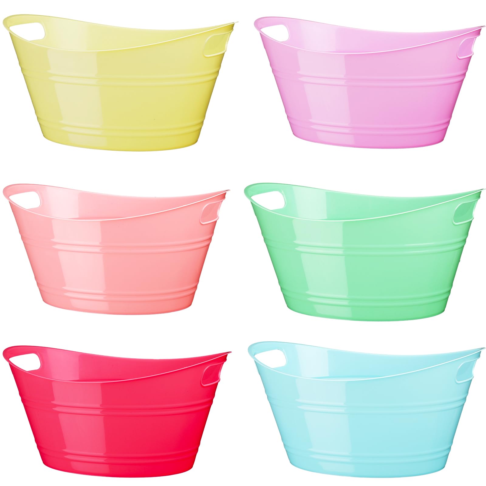 Photo 1 of ***ONLY 4 BUCKETS***Patelai 6 Pcs Ice Buckets Bulk, Plastic Ice Buckets with Handles, Oval Storage Tub, Large Capacity Ice Drink Tub for Party Bar Wine Beer Champagne Beverage Bottle Cooler(4.5 Liter,Fresh Color)