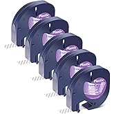 USUPERINK 5 Pack Clear Label Tape Compatible for Dymo Letratag Refills Clear Plastic Tape 16952 Label Maker Refill 12mm x 4m for Dymo Letratag LT100H LT100T 200B QX50