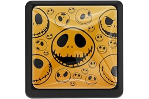 TIKISMILE Jack Skellington Crystal Glass Square Drawer Knobs and Pulls Knobs Handles for Kitchen Furniture Door Drawer Cabinet Dresser Closet Wardrobe Cupboard Bathroom,3 Pack