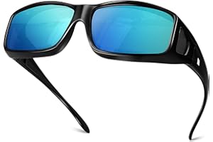 Each Cool Fit Over Polarized Sunglasses for Men & Women – UV400 TAC Anti-Glare HD Driving Glasses (Glossy Black Frame/Blue Le