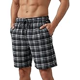 Men's Flannel Pajama Shorts - Super Soft Cotton Plaid Shorts with Pockets and Drawstrings - Sleep and Lounge