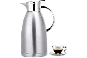 Asiulalt 2.3L/ 78oz Stainless Steel Thermal Carafe, Coffee Carafe Jugs with Lid, Double Walled Vacuum Insulated Coffee Pot wi