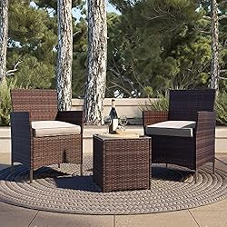 BELLEZE 3 Piece Patio Furniture Outdoor Wicker