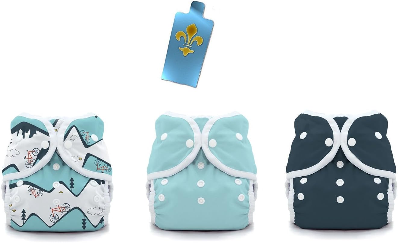 Thirsties Duo Wrap Snaps Diaper Covers 3 pack Combo: Mountain Bike, Aqua, Midnight Blue Sz 2