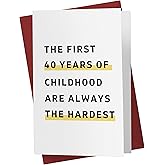 Karto Funny 40th Birthday Card for Men Women - Large 5.5x8.5 inch 40 Years Old Birthday Cards for Him Her - Childhood